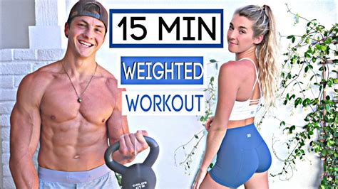 Full Body 15 Minute Workout With Weights | Josh & Katie - YouTube