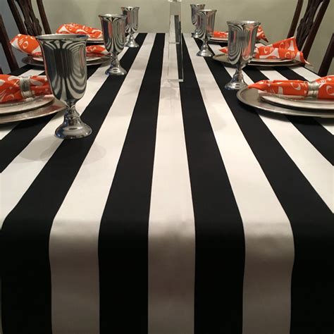 Black and White Striped Tablecloth