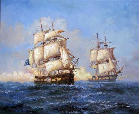 1700s Pirate Ocean Battle SHIP Jolly Roger Oil Painting | 1700's | Pinterest