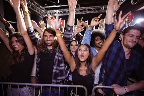 Happy Crowd Enjoying at Music Festival Stock Photo - Image of ...