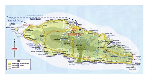 Large map of Upolu Island, Samoa with roads, cities and other marks | Samoa | Oceania | Mapsland ...