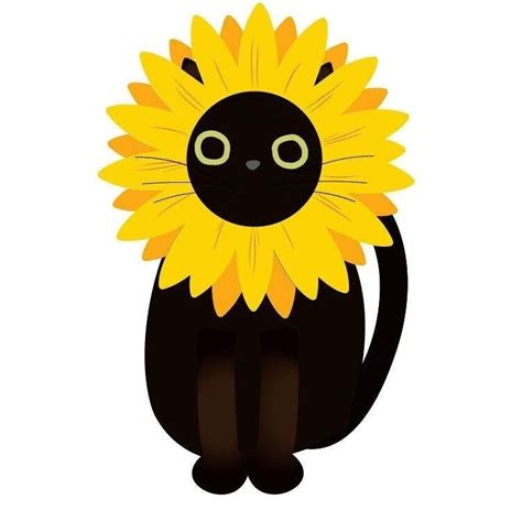 Sunflower Cat Graphic - Etsy | Black cat tattoos, Sunflower ...