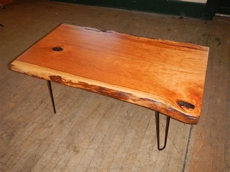 SOLDCherry wood live edge coffee table with hairpin legs