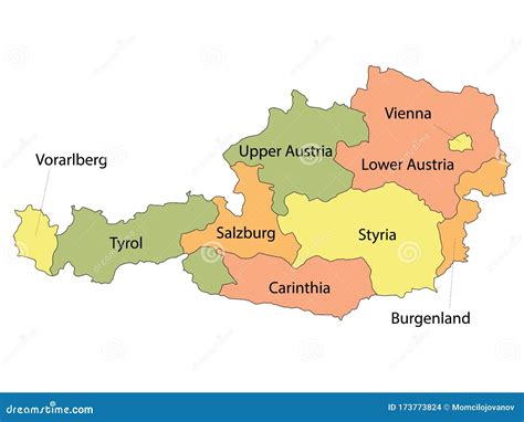 Regions of Austria stock vector. Illustration of vector - 173773824