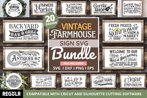 Vintage Farmhouse Sign Bundle By Regulrcrative | TheHungryJPEG