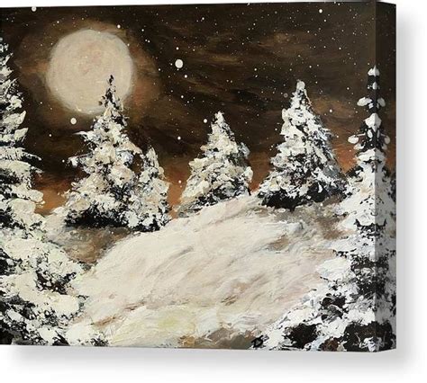 Winter Night Snowy Landscape Painting Giclee Prints or - Etsy