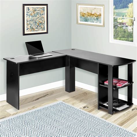 Amazon.com: Merax L-Shaped Desk Office Desk Corner Computer Desk with Storage Shelf PC Laptop ...