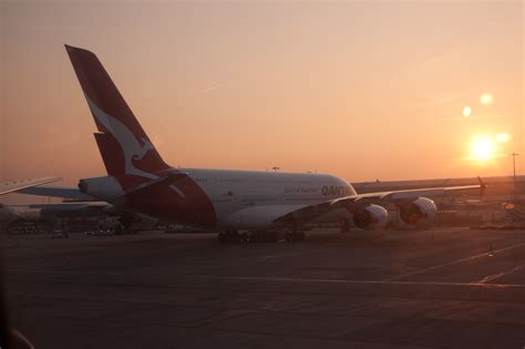 Airplane Art - Qantas A380 at Sunset - Economy Class & Beyond