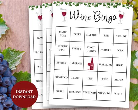 Wine Bingo Wine Tasting Game Printable Wine Themed Game - Etsy | Wine theme, Wine tasting party ...