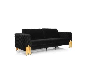 Divani Casa Lori - Modern Velvet Glam Black & Gold Sofa