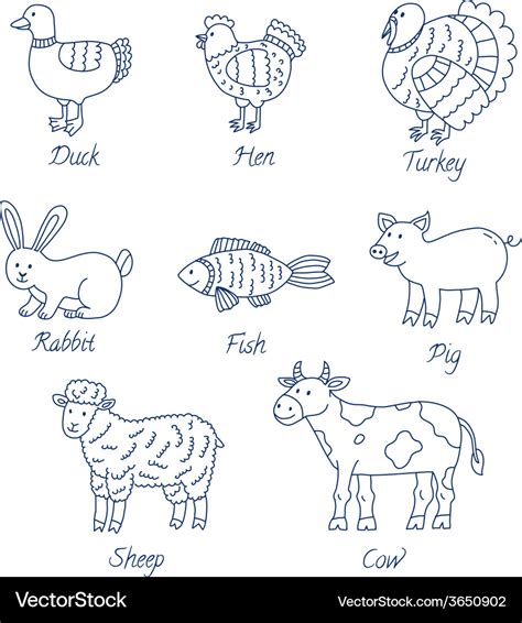 Farm animals cartoon set Royalty Free Vector Image