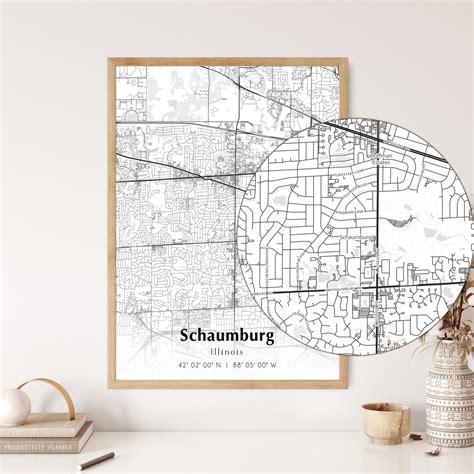 Map of Schaumburg Digital File, Modern City Map, Schaumburg Printable ...