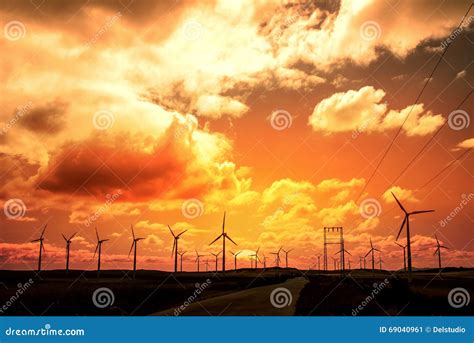 Wind Turbine Field at Sunset Stock Image - Image of alternative, environmental: 69040961