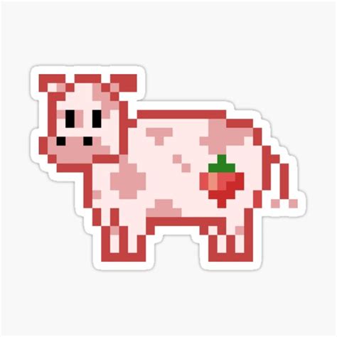 "Pixel Art Strawberry Cow" Sticker for Sale by Pixelsticks | Redbubble