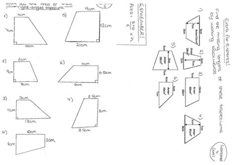 Area of a Trapezium Structured Worksheets | Teaching Resources