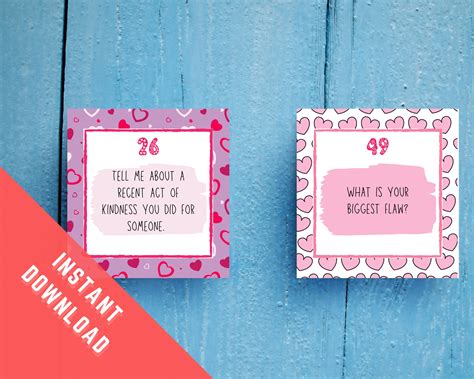 100 Printable Conversation Cards. Relationship Question Cards - Etsy