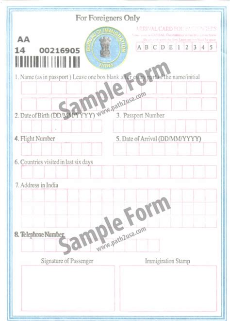 New Indian Immigration Forms: Arrival, Departure Forms And Customs ...