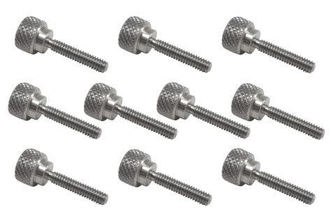 10 Pack 8-32 x 3/4 Inch Threads 303 Stainless Steel Diamond Knurled Thumb Screws with Straight ...