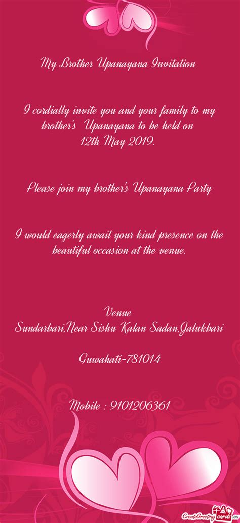 My Brother Upanayana Invitation - Free cards