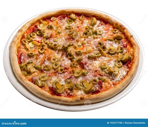 Capricciosa Pizza. Isolated Image on White Background Stock Photo ...