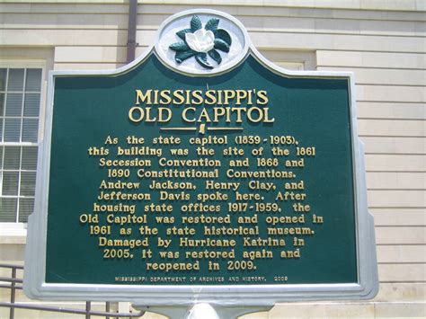 Historical Markers in Jackson, Mississippi - MISSISSIPPI HISTORICAL MARKERS