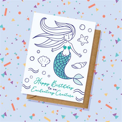 Hand-Illustrated Enchanting Mermaid Birthday Card || Made in USA ...