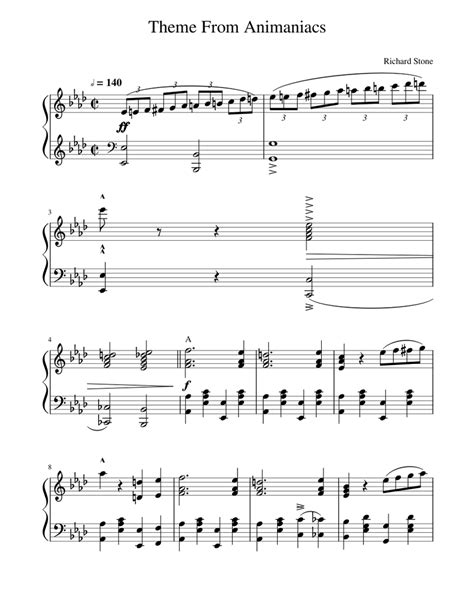 Theme From Animaniacs Sheet music for Piano | Download free in PDF or ...