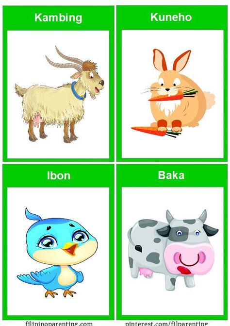 Tagalog - Names of Farm Animals Flashcards | Animal flashcards, Filipino words, Flashcards