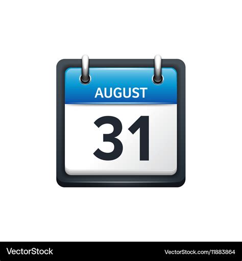 August 31 calendar icon flat Royalty Free Vector Image