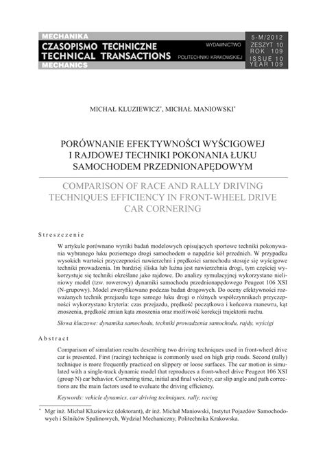 (PDF) Comparison of race and rally driving techniques efficiency in ...