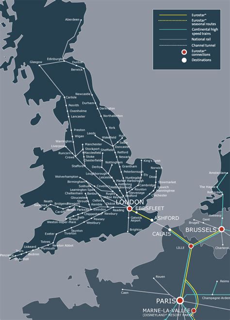 Eurostar train rail maps