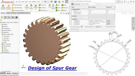 Design Of Spur Gear with Equation in SolidWorks - YouTube