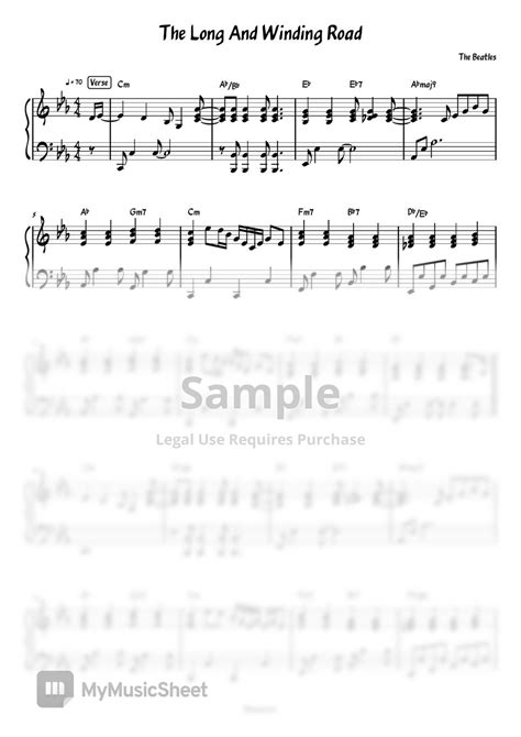 The Beatles - The Long And Winding Road (Piano accomp.) Sheets by Meowscore