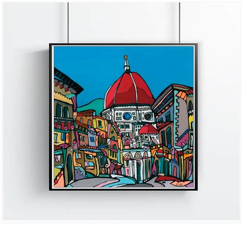 Florence Art PRINT, Italy Travel Art. Florence Artwork. Italian Piazza Painting, Firenze Wall ...