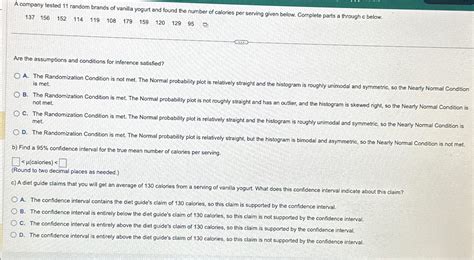 Solved A company tested 11 ﻿random brands of vanilla yogurt | Chegg.com