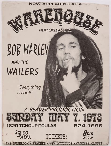 Bob Marley & The Wailers – New Orleans 1978 Cardboard Concert Poster