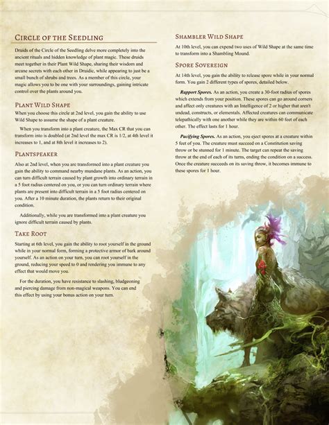 DnD 5e Homebrew — Druid Subclass: Circle of the Seedling