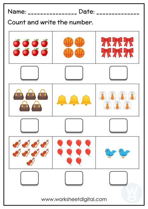 Count and Write The Number 1 - 10 - Worksheet Digital