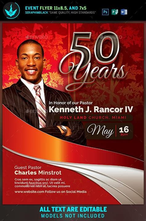 Pastor Anniversary Flyer Template