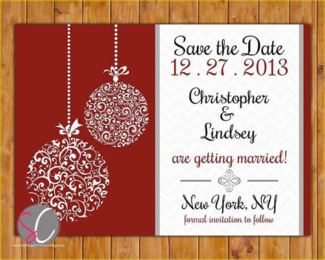 Holiday Save the Date Free Templates Of Save the Date Chevron Christmas Wedding Card ornate ...