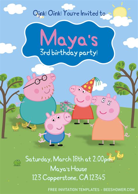 Peppa Pig Invitation Template