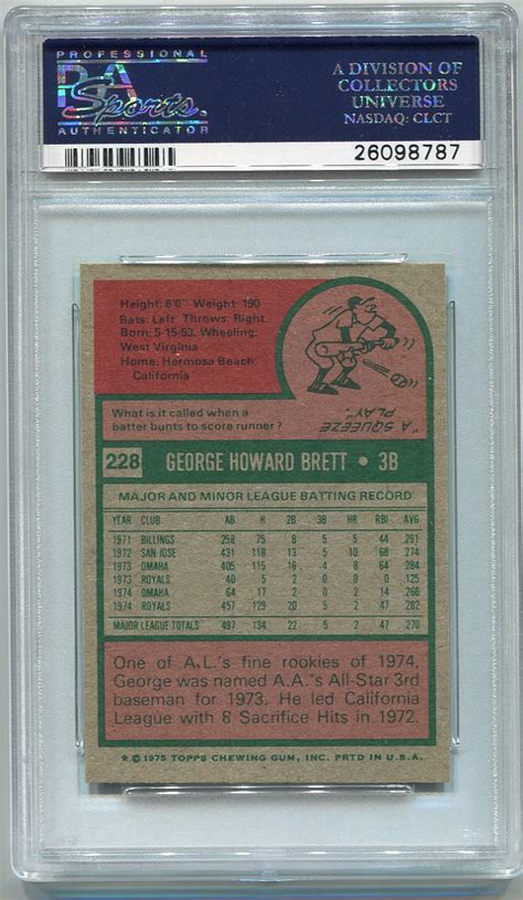 Lot Detail - 1975 Topps Mini #228 George Brett Rookie Card PSA 7