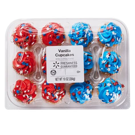 Freshness Guaranteed Vanilla Cupcakes, Red & Blue, 12 Count - Walmart ...