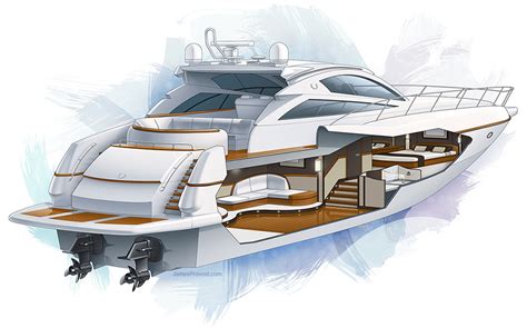 Motor Yacht Cutaway | James Provost - Technical Illustrator