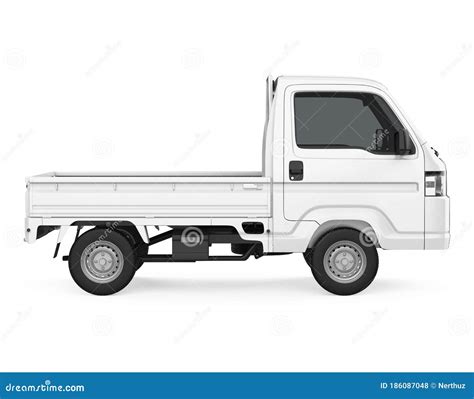 Mini Truck Vector Black Illustration Isolated On White Background. Hand ...