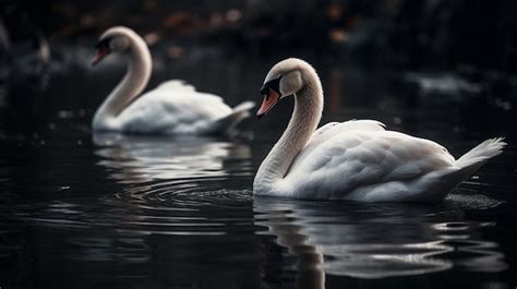 Premium AI Image | Two swans swimming in a lake