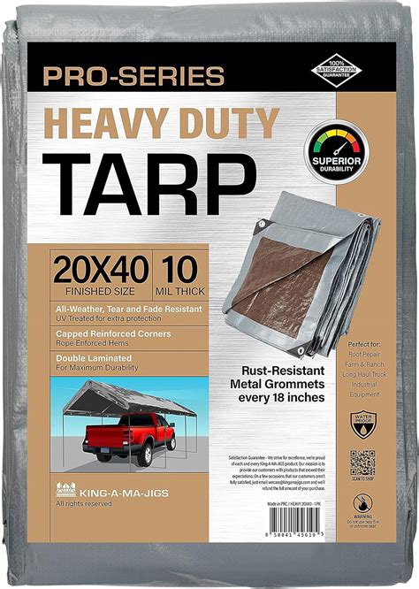 Amazon.com: 20x40 Heavy Duty Tarp, 10 Mil Thick, Waterproof, Tear & Fade Resistant, High ...