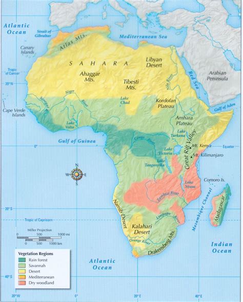 Physical Map Of Africa Labeled
