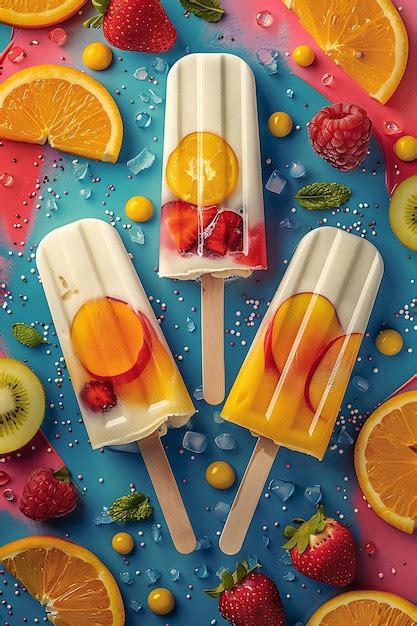 Premium Photo | Lassi Popsicles Yogurt and Fruit Decoration Fun and Vibrant Illustration Food ...