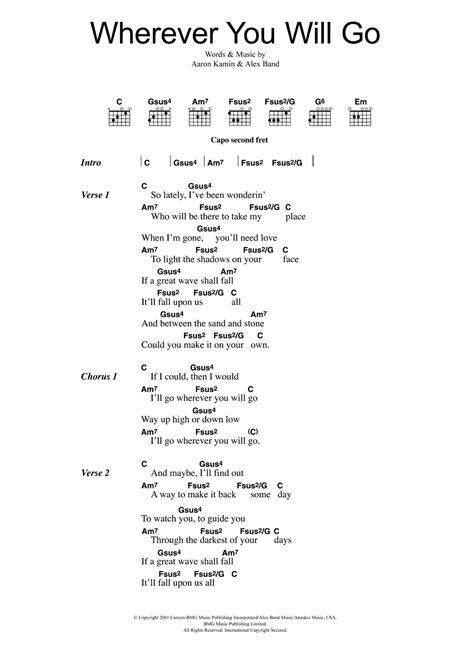 Wherever You Will Go by The Calling - Guitar Chords/Lyrics - Guitar ...